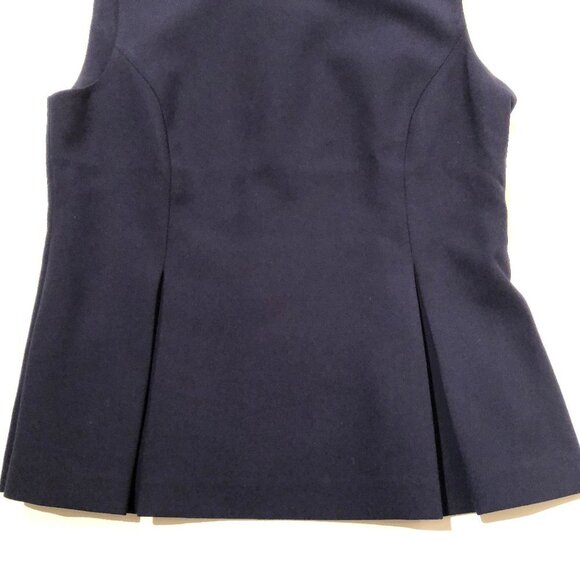 Diane von Furstenberg Slvless Scoop Nk Fitted Peplum Top Navy Sz 4 NWOT - Picture 3 of 8